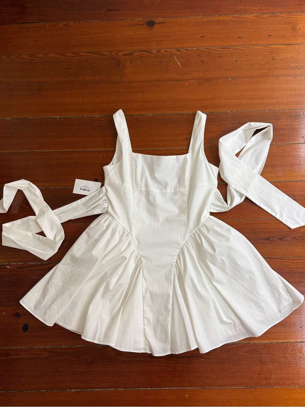 NWT The Vintage Shop White Bow Back Cotton Fit and Flare Mini Dress Sz Med 🧡🍄 - Picture 7 of 12